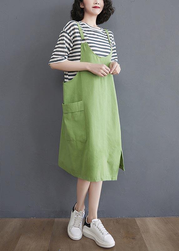 Two piece 2021 summer new strap skirt + striped T-shirt - SooLinen