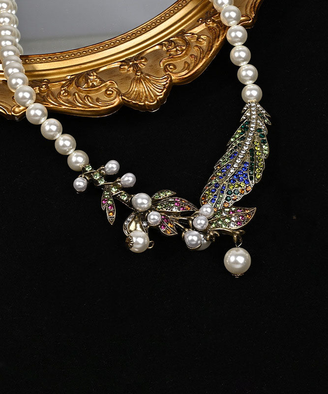 Unique Alloy Pearl Coloured Glaze Beads Graduated Bead Necklace