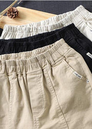 Unique Beige Pant Plus Size Clothing Spring Elastic Waist Fashion Ideas Pants - SooLinen