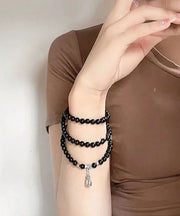 Unique Black Buddha Beads Blessing Bag Charm Bracelet