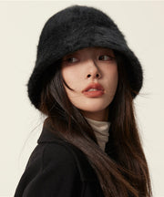 Unique Black Faux Fur Cloche Hat