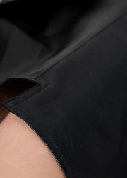 Unique Black High Waist zippered Asymmetrical PU Skirts - SooLinen