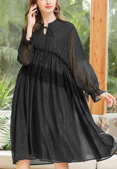 Unique Black Patchwork Chiffon Lace Summer Dresses - SooLinen