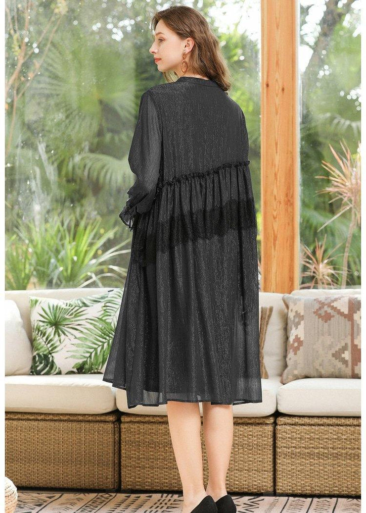 Unique Black Patchwork Chiffon Lace Summer Dresses - SooLinen