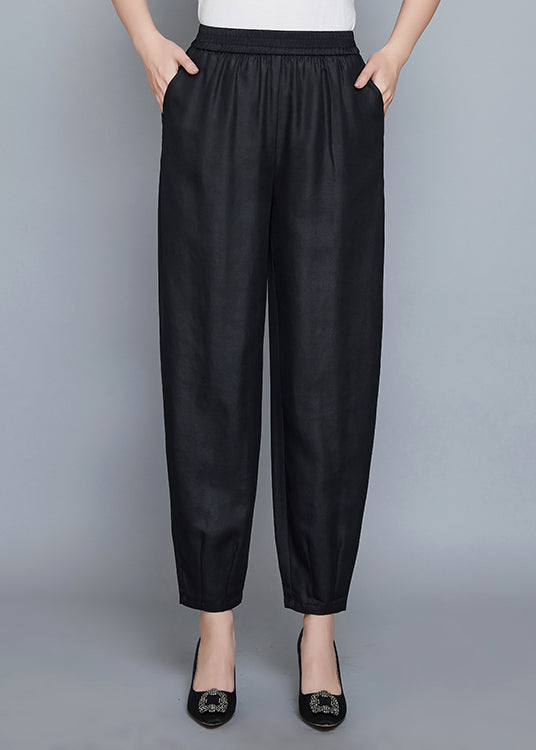 Einzigartige schwarze Taschen Laterne elastische Taillenhose Sommer