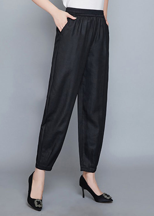 Einzigartige schwarze Taschen Laterne elastische Taillenhose Sommer