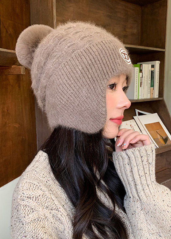Unique Black Warm Knitted Cotton Bonnie Hat