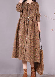 Unique Chocolate Print Wardrobes O Neck Patchwork Maxi Spring Dress - SooLinen