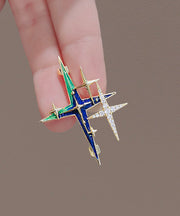 Unique Colorblock Alloy Zircon Painting Oil Star Brooches