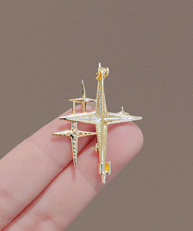 Unique Colorblock Alloy Zircon Painting Oil Star Brooches