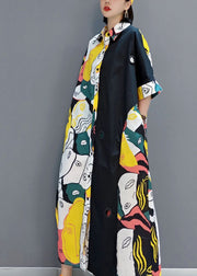 Unique Colorblock Asymmetrical Print Original Design Cotton Dresses Summer