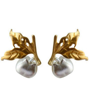 Unique Colorblock Sterling Silver Overgild Leaf Stud Earrings