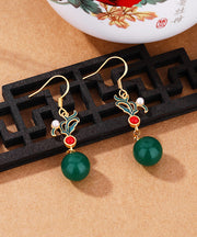 Einzigartige vergoldete Jaspis-Jade-Achat-Ohrringe