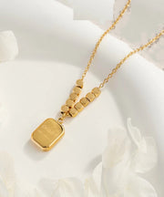 Unique Gold Stainless Steel Small Square Lariat Necklace