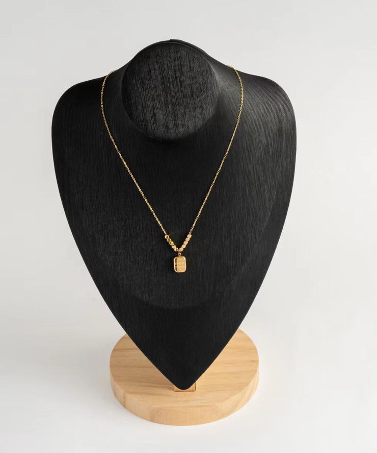 Unique Gold Stainless Steel Small Square Lariat Necklace