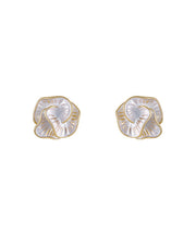 Unique Gold Sterling Silver Overgild Camellia Stud Earrings
