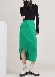 Unique Green Asymmetrical Patchwork Skirts Spring