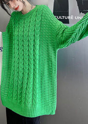 Unique Green O-Neck cozy Casual Fall Knit sweaters