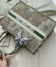 Unique Green Paitings Patchwork Canvas Satchel Handbag