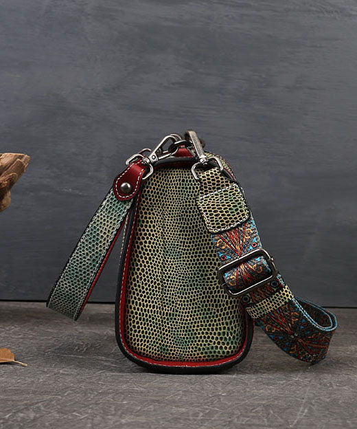 Einzigartige Satchel-Handtasche aus grünem Serpentin-Kalbsleder