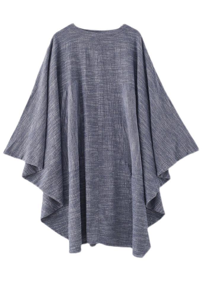 Unique Grey O-Neck Asymmetrical Design Party Summer Cotton Dress - SooLinen