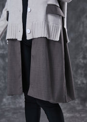 Unique Grey Oversized Patchwork Knit Cardigan Spring