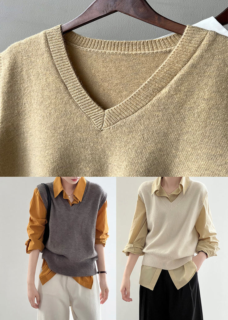 Unique Grey Patchwork Cotton Knit Waistcoat Sleeveless