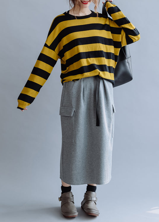 Einzigartige graue Mode hohe Taille Taschen Röcke Frühling