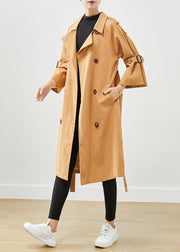 Unique Khaki Notched Double Breast Silm Fit Cotton Trench Coats Fall