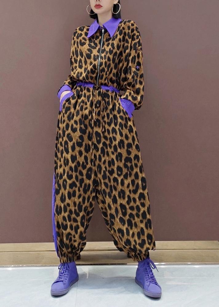 Unique Leopard Fall Fashion Spring Jumpsuit Pants - SooLinen