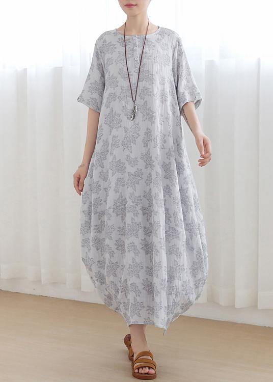 Unique Light Grey Linen Asymmetric Design Dress In Summer - SooLinen