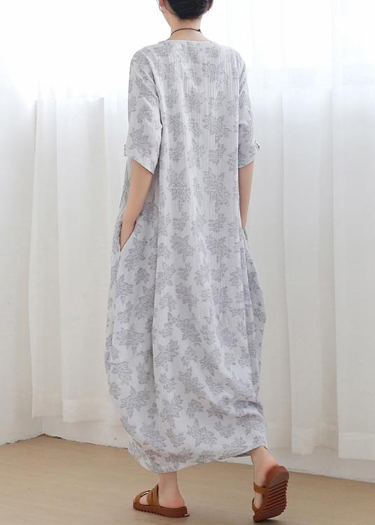 Unique Light Grey Linen Asymmetric Design Dress In Summer - SooLinen