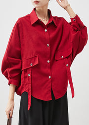 Unique Mulberry Oversized Cotton Shirt Tops Batwing Sleeve