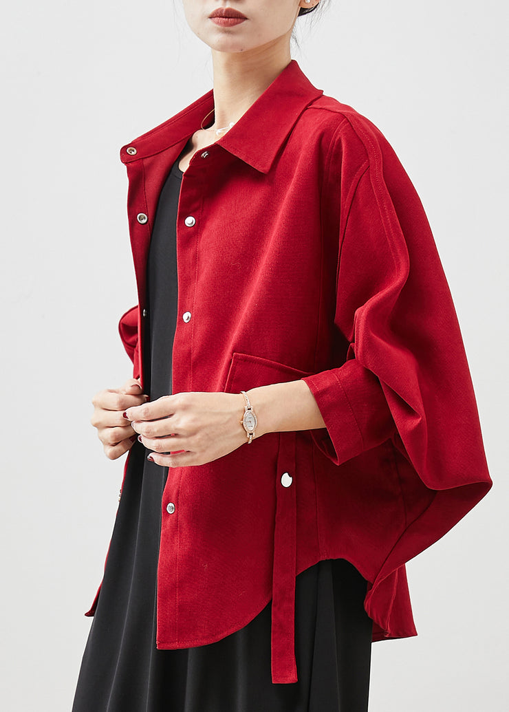 Unique Mulberry Oversized Cotton Shirt Tops Batwing Sleeve