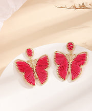 Einzigartige mehrfarbige Schmetterlings-Baumwollseil-Stricklegierungs-Ohrringe