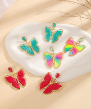 Unique Multicolour Butterfly Cotton Rope Knitted Alloy Drop Earrings