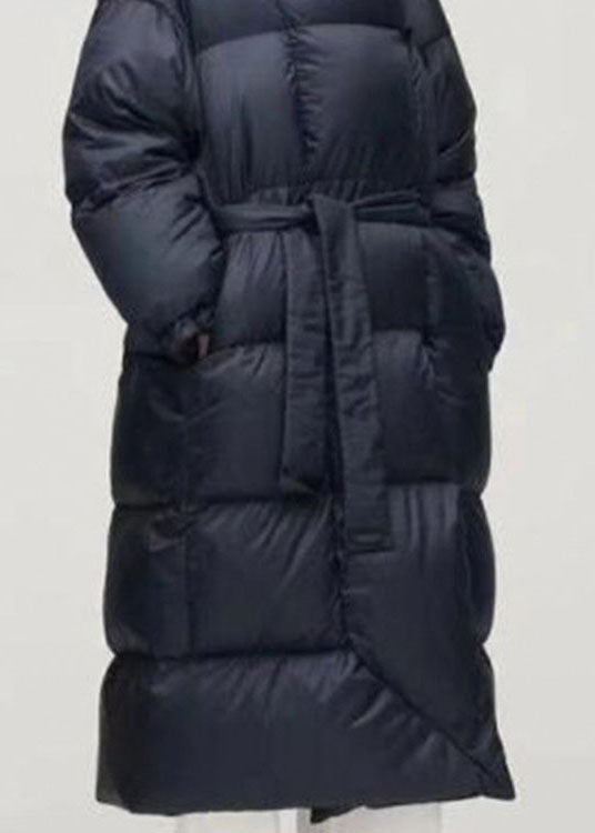 Unique Navy hooded Pockets Thick Winter Duck Down Coat