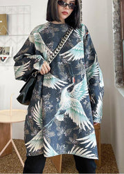 Unique O Neck Spring Blouses For Women Tutorials Crane Design Tops - SooLinen