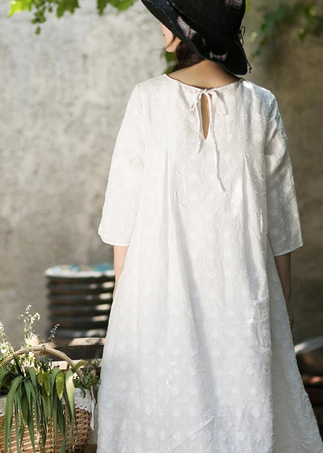 Unique O-Neck Summer Wardrobes Inspiration White Dress - SooLinen