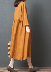 Unique Orange Cinched Pockets Maxi Dresses Spring