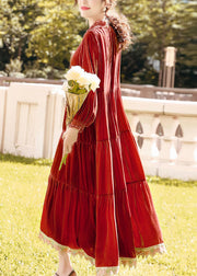 Unique Orange Ruffled Patchwork Wrinkled Silk Velour Dress Spring