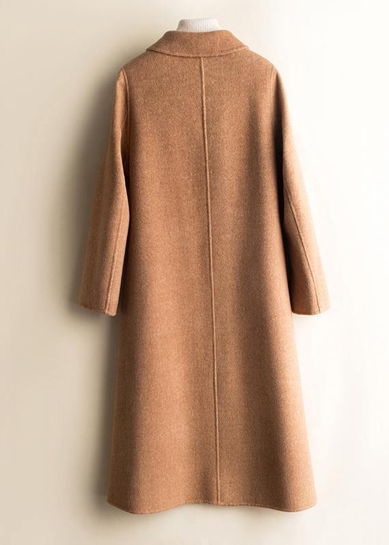 Unique Peter pan Collar pockets fine trench coat brown daily women Woolen Coats - SooLinen