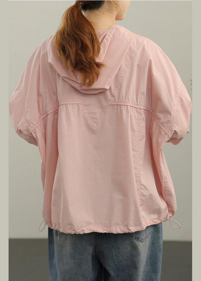 Unique Pink Cinched Half Sleeve Cotton Summer Shirt Top - SooLinen