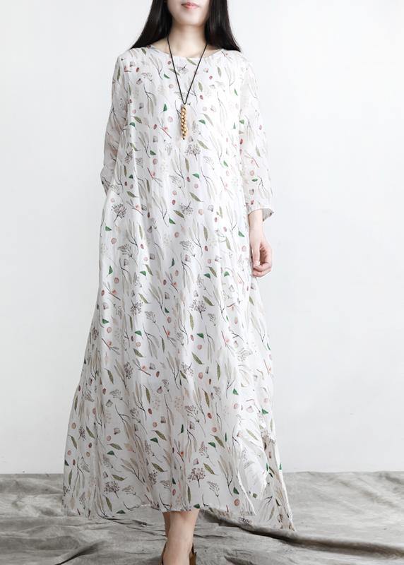 Unique Print asymmetrical design Linen Summer Robe Dresses - SooLinen