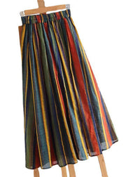 Unique Rainbow elastic waist Striped Skirt Spring