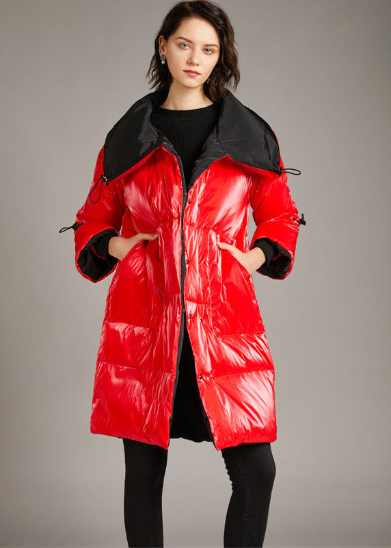 Unique Red zippered Nail bead fashion Winter Duck Down Coat