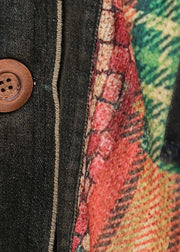 Unique Retro Plaid Button Pockets Fall Long Sleeve Hooded Coat