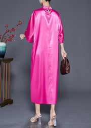 Unique Rose Print Silk Chinese Style Cheongsam Dress Summer
