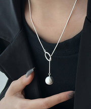 Unique Silk Sterling Silver Ball Pendant Necklace