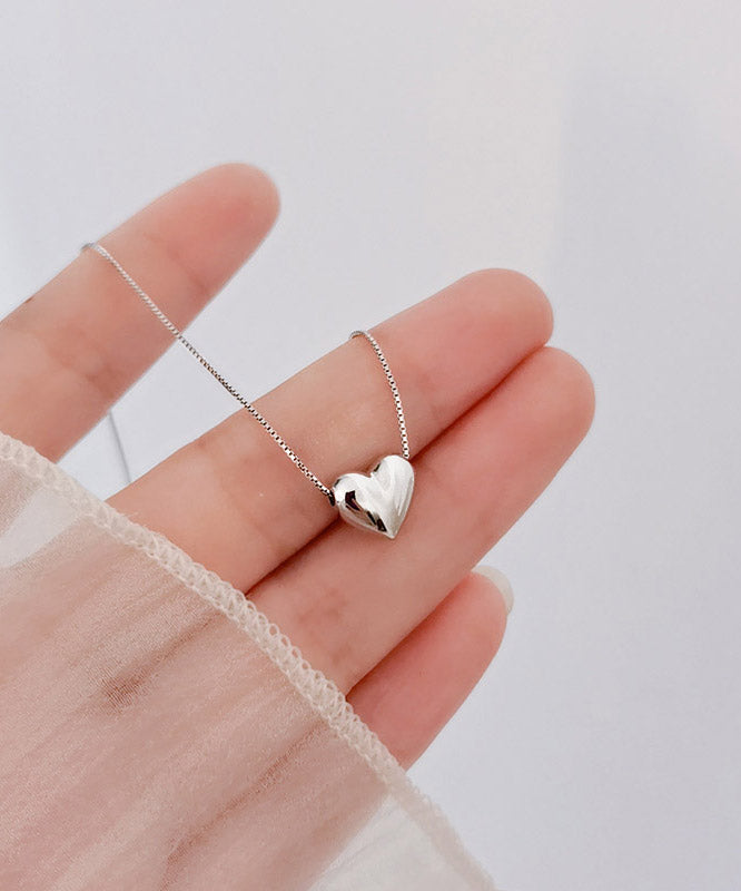 Unique Silk Sterling Silver Heart Pendant Necklace